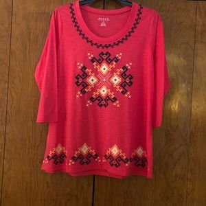 Roper Apparel 3/4 Sleeve Embroidered Shirt L